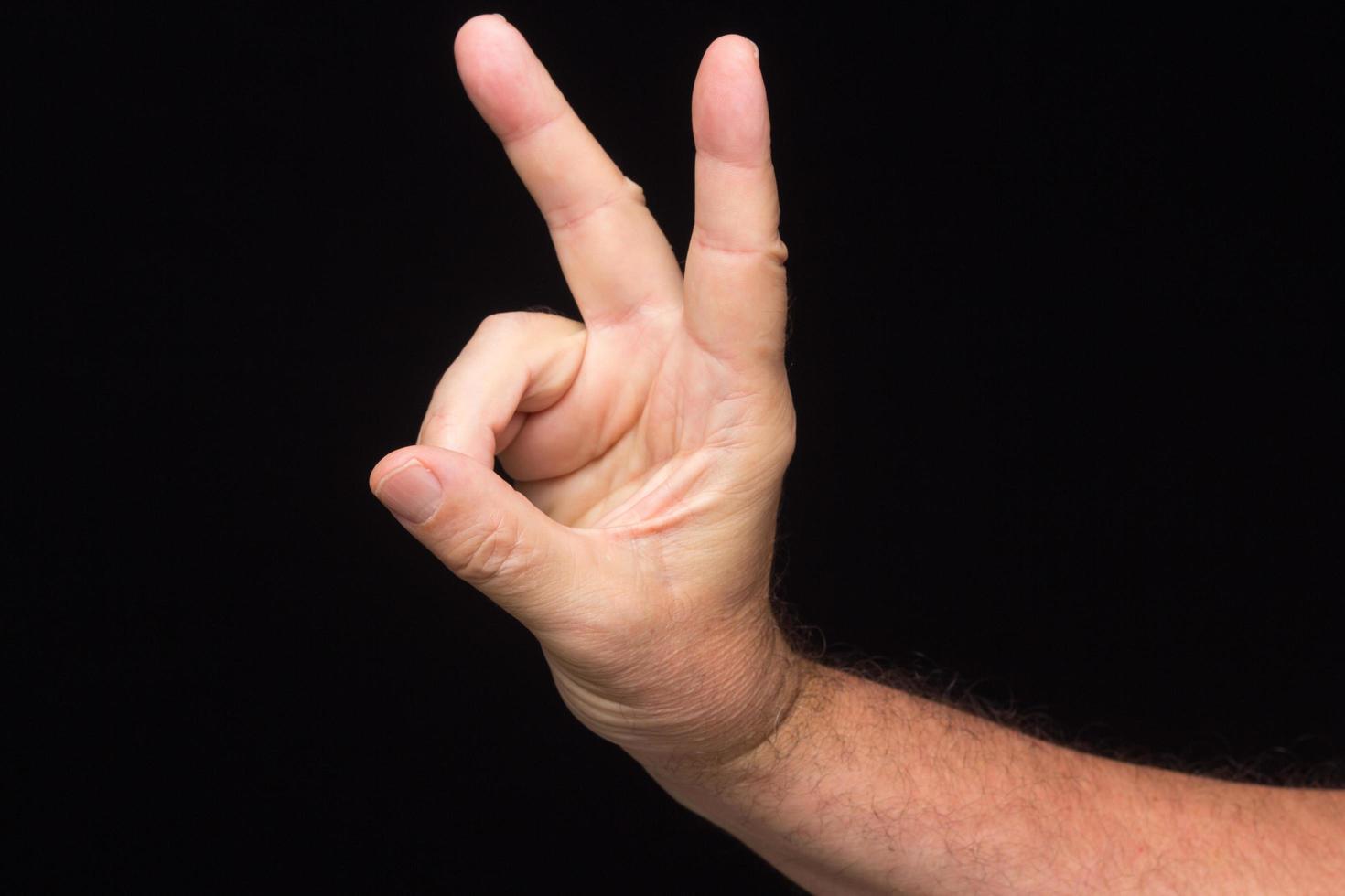 Finger signs of an adult man photo