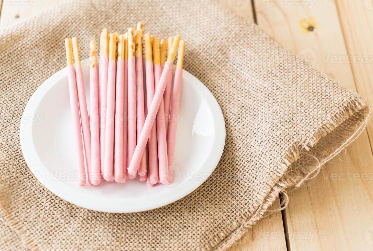 Biscuit stick with strawberry flavored photo