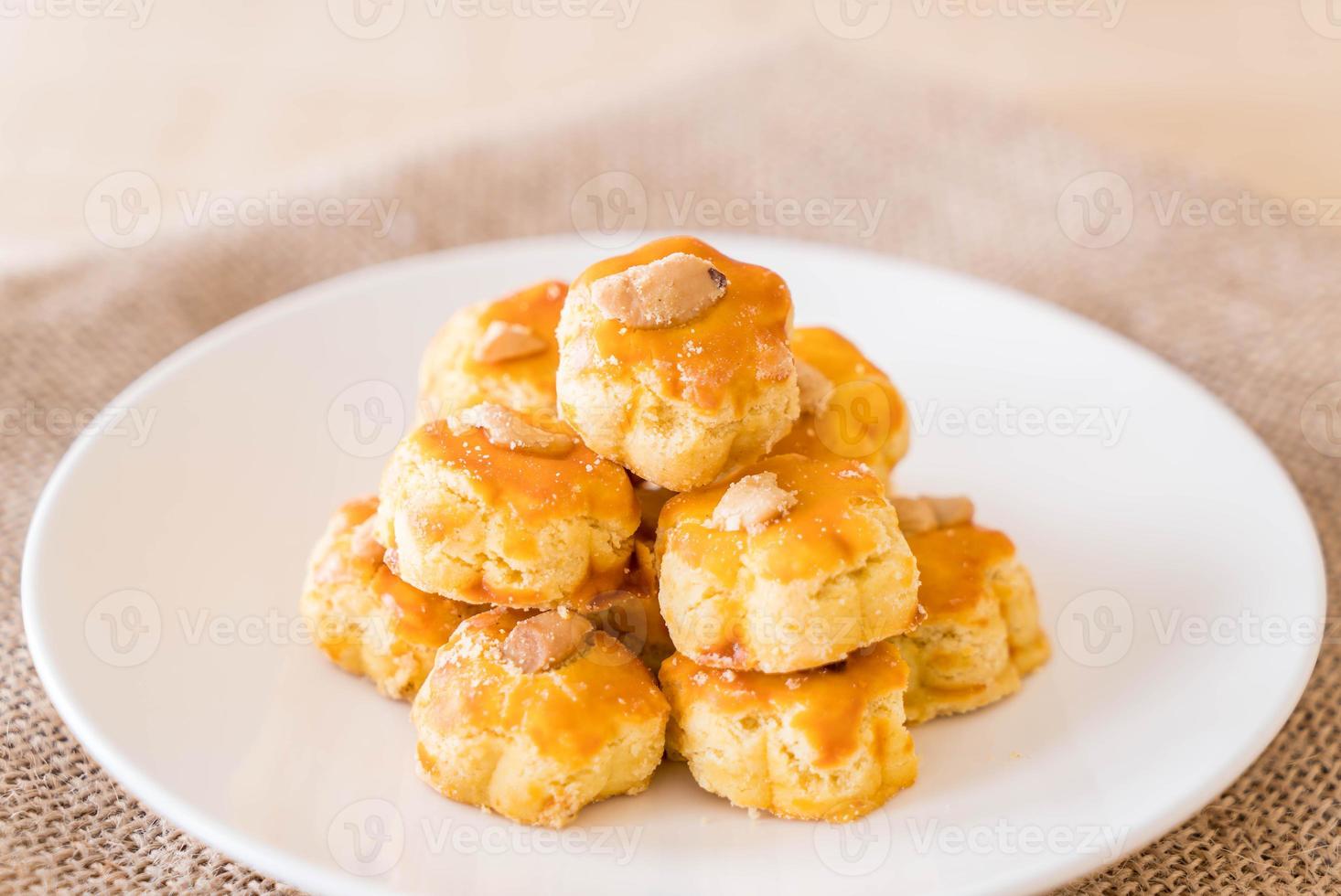 Durian cookies on white plate - dessert photo