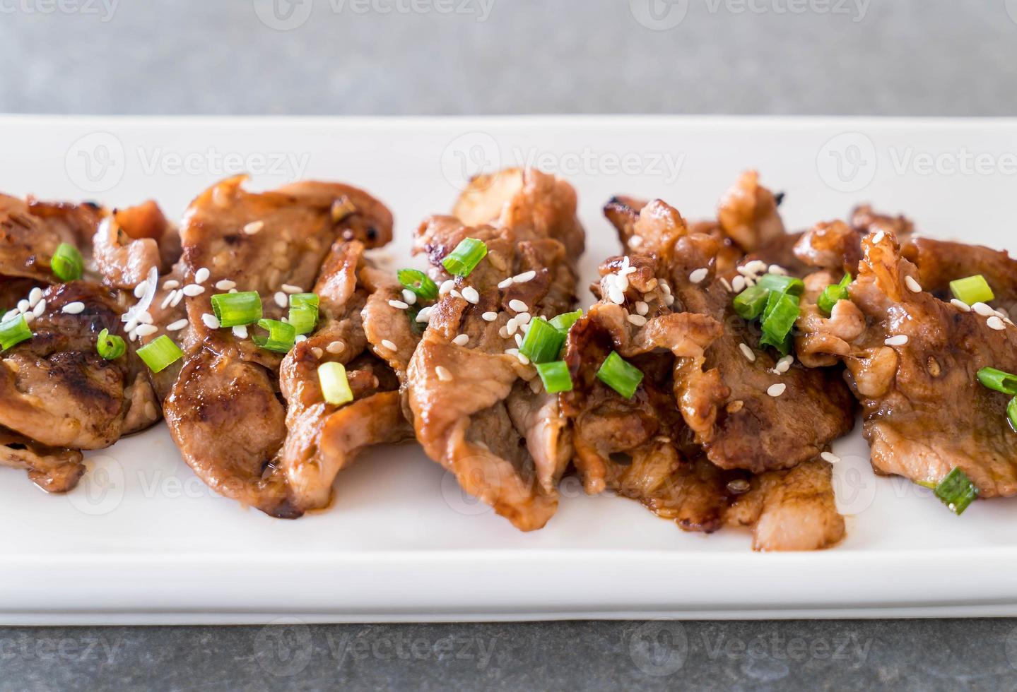 Grilled pork on plate - Korean style photo