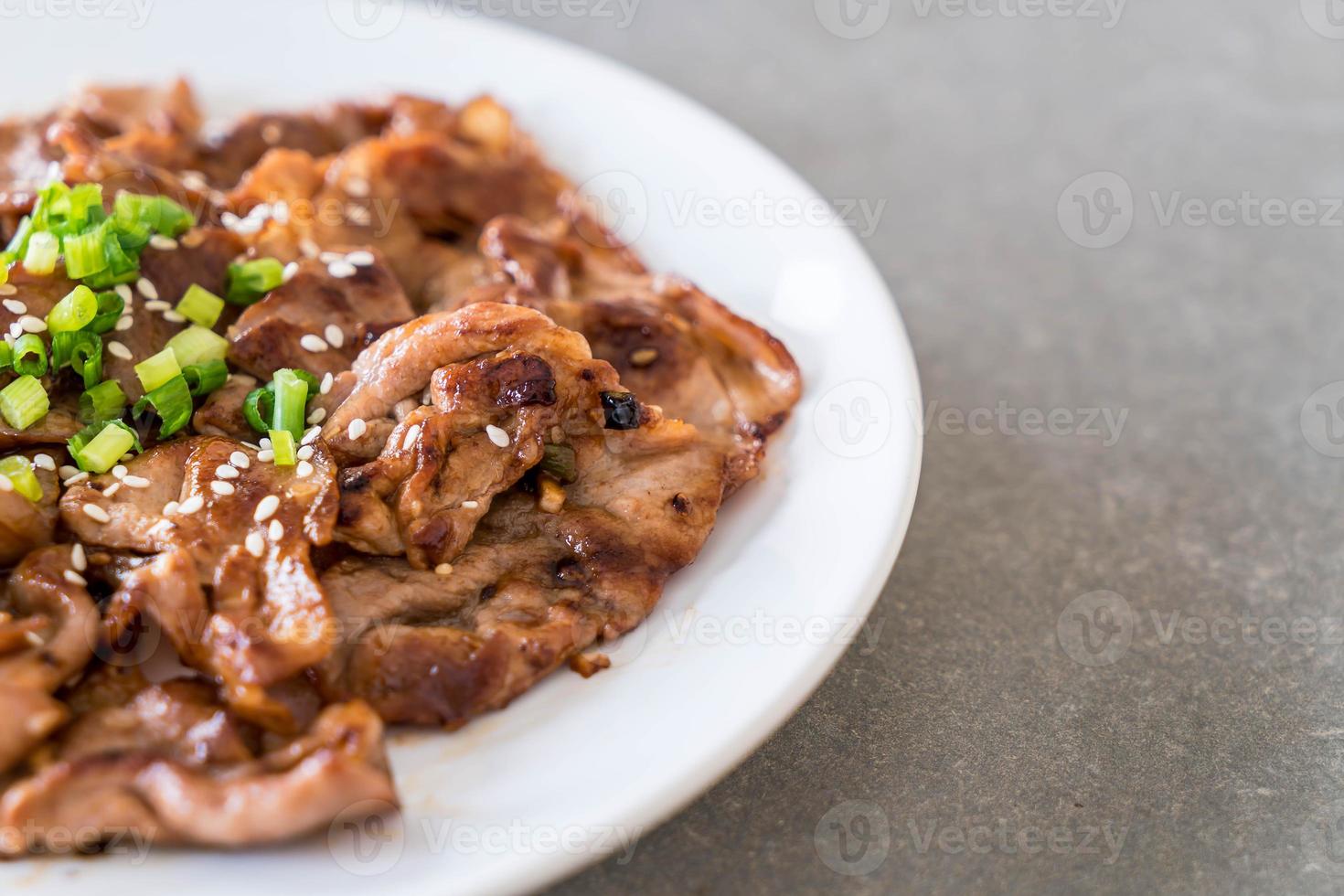 Grilled pork on plate - Korean style photo