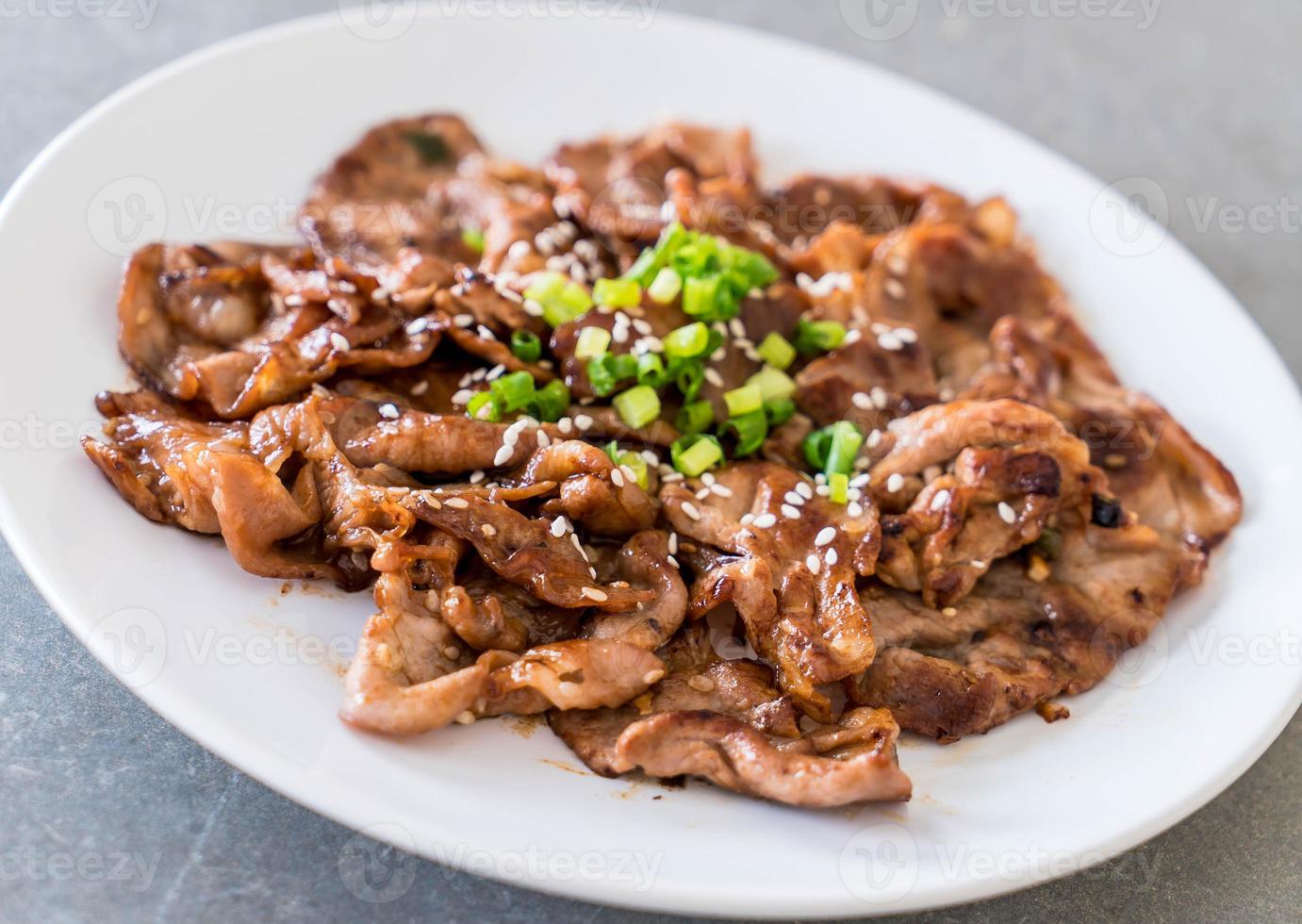 Grilled pork on plate - Korean style photo