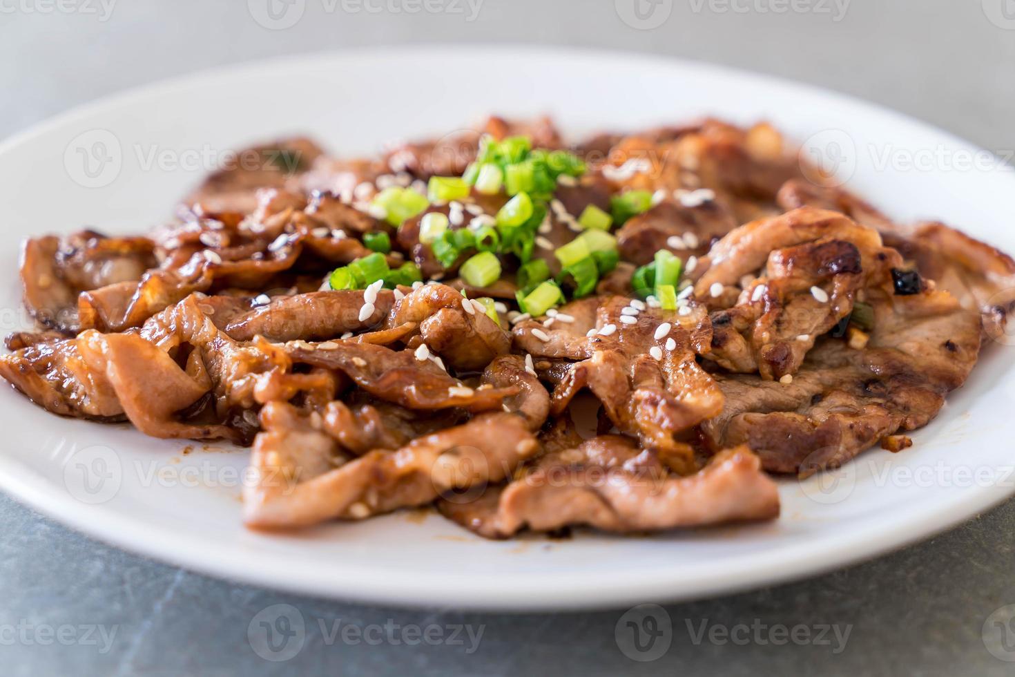 Grilled pork on plate - Korean style photo