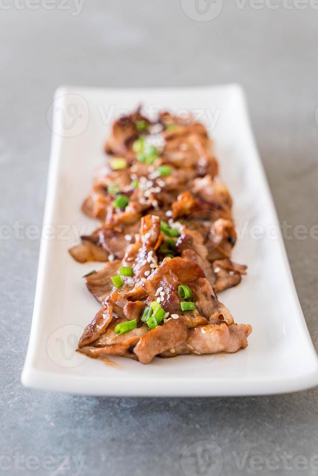 Grilled pork on plate - Korean style photo