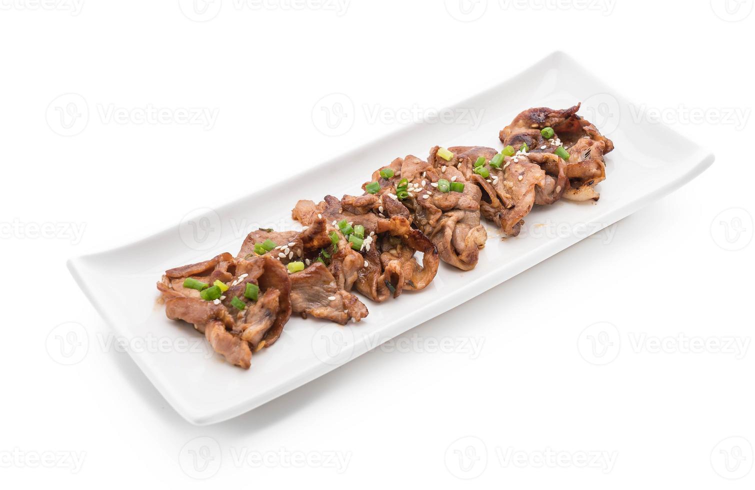 Grilled pork on plate - Korean style photo