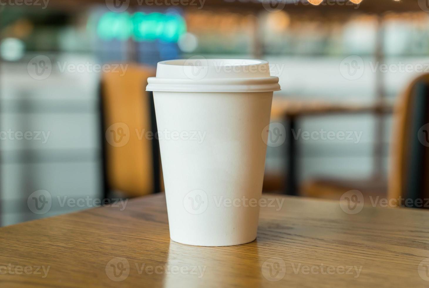 Hot coffee cup in coffee shop photo