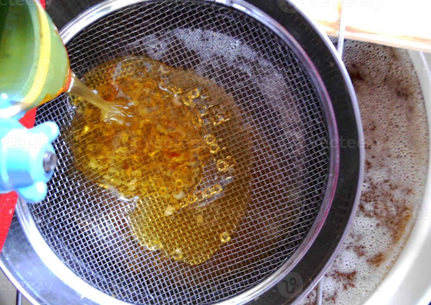Background texture, dropping drops of sweet honey photo