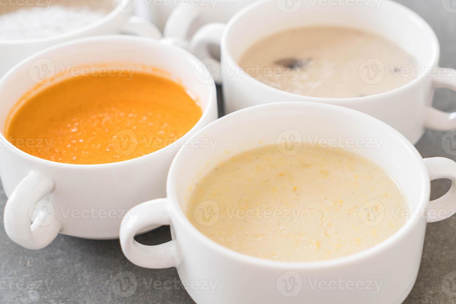 Corn soup in bowl photo