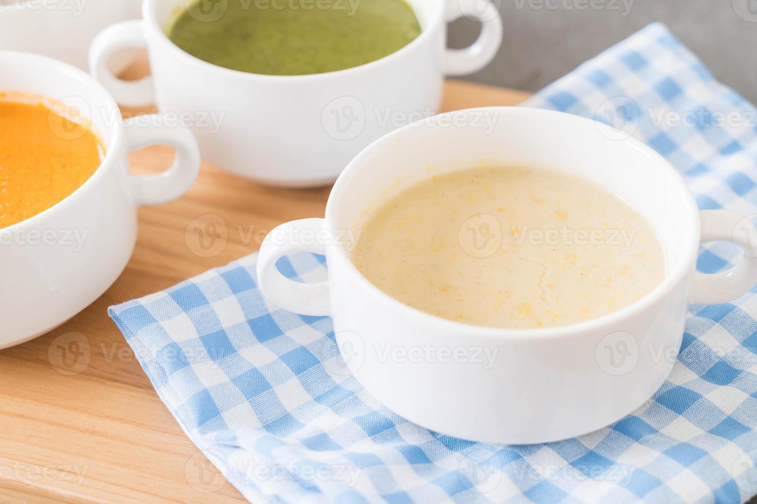 Corn soup in bowl photo