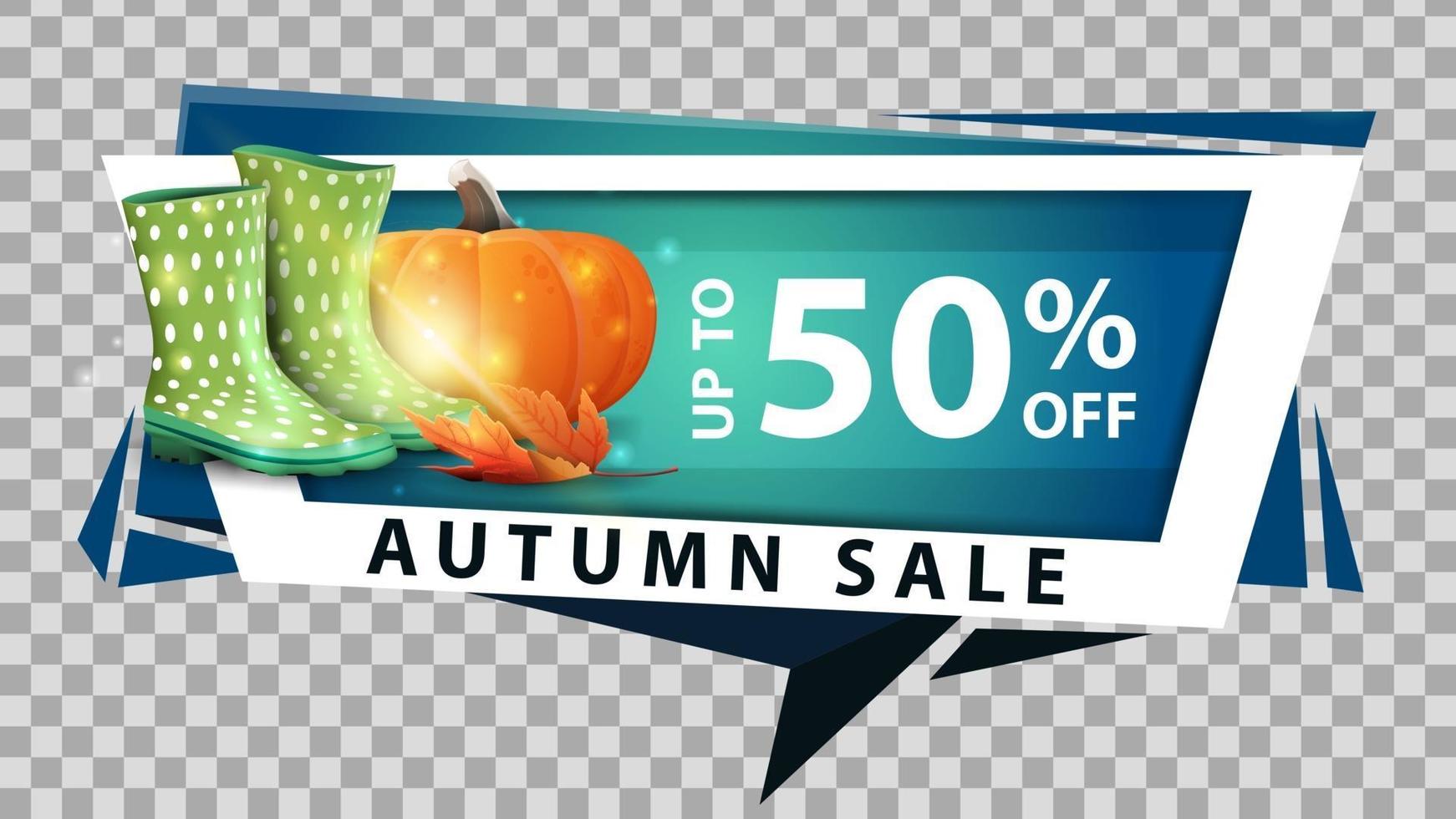 Autumn sale, discount web banner in geometric style vector