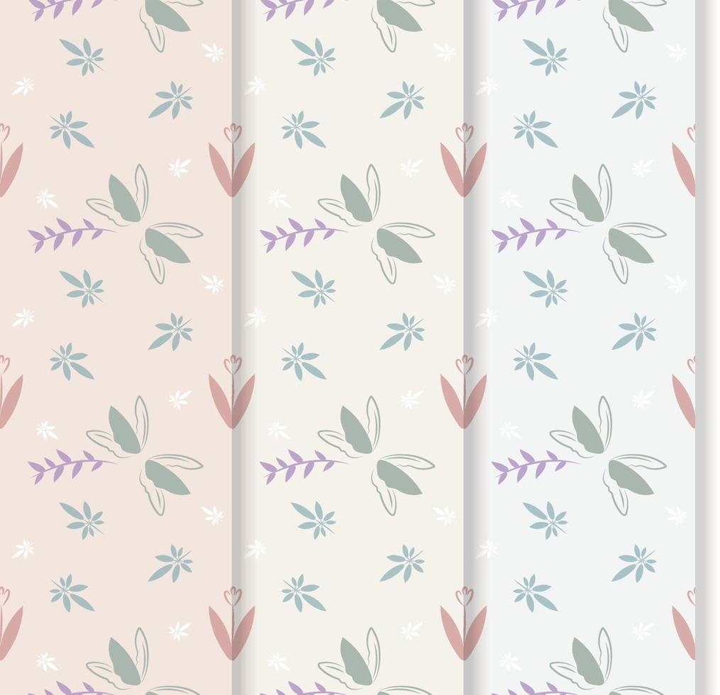 set of seamless floral patterns vector