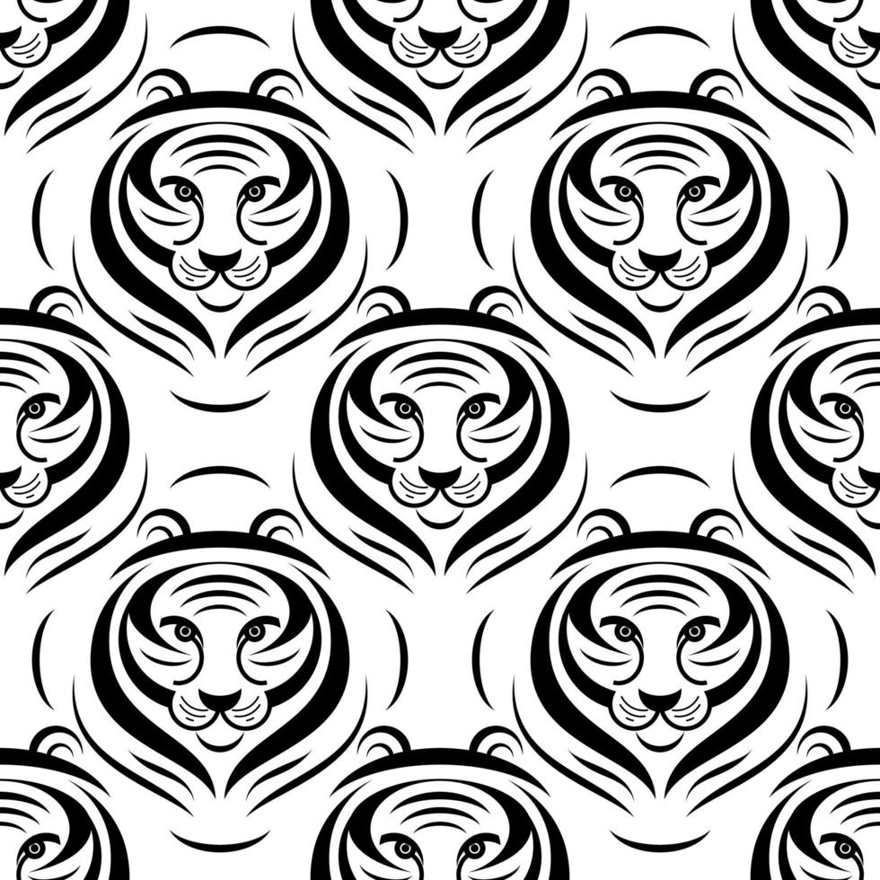 tiger logo seamless vector pattern