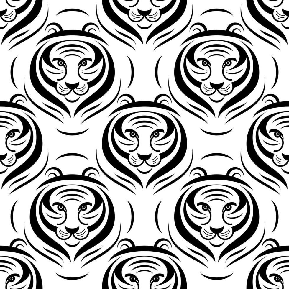 tiger logo seamless vector pattern