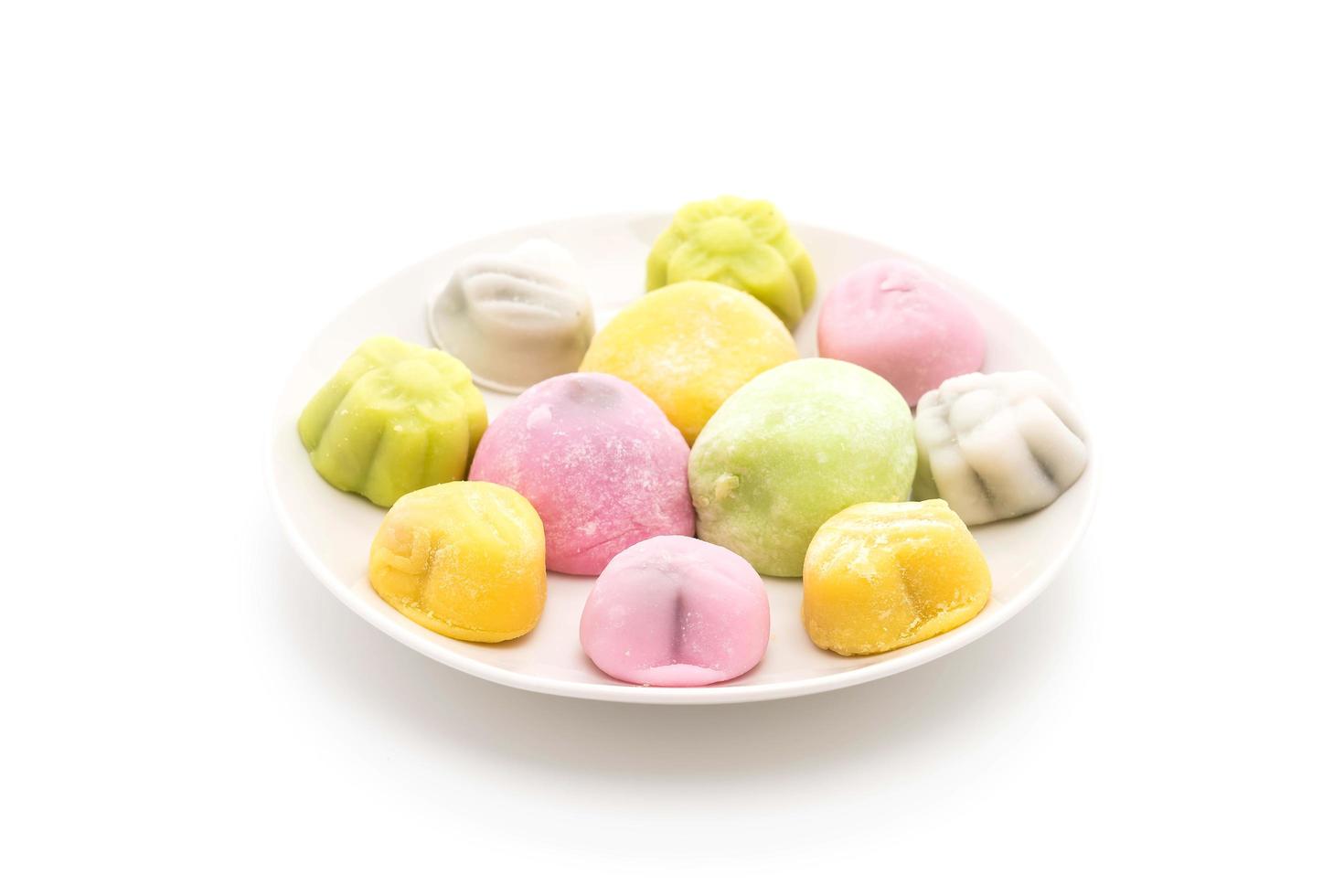 Dessert mochi on white background photo