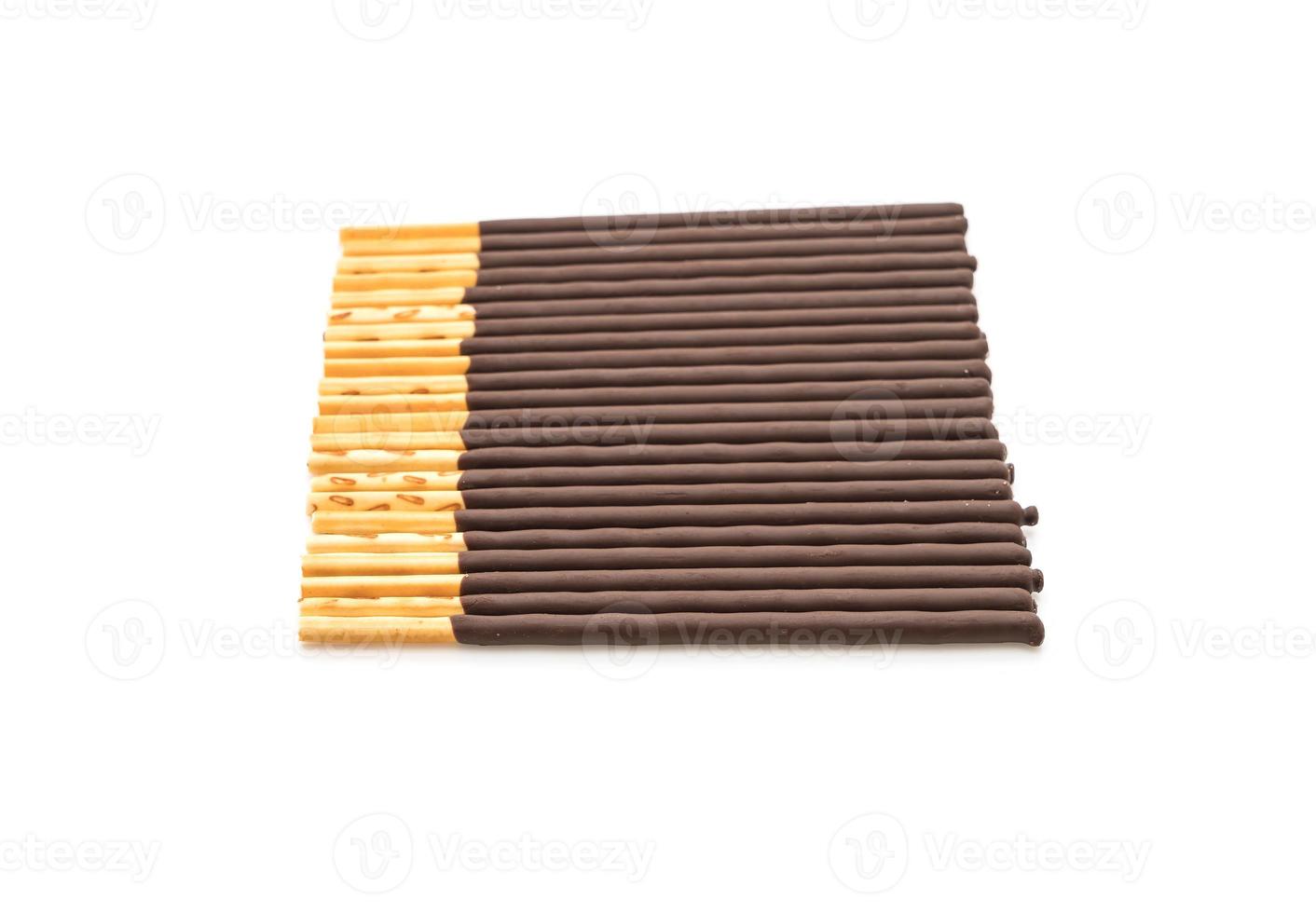 Biscuit stick with chocolate-flavored on white background photo