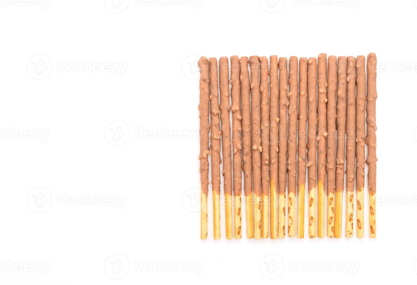 Biscuit stick with almond-flavored on white background photo