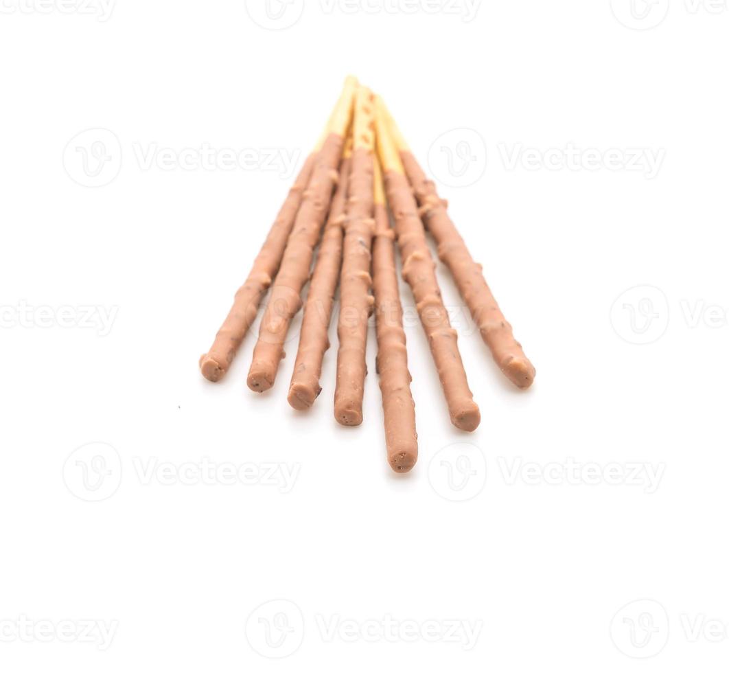 Biscuit stick with almond-flavored on white background photo