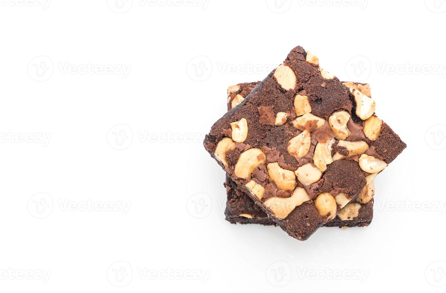 Chocolate brownies on white background photo