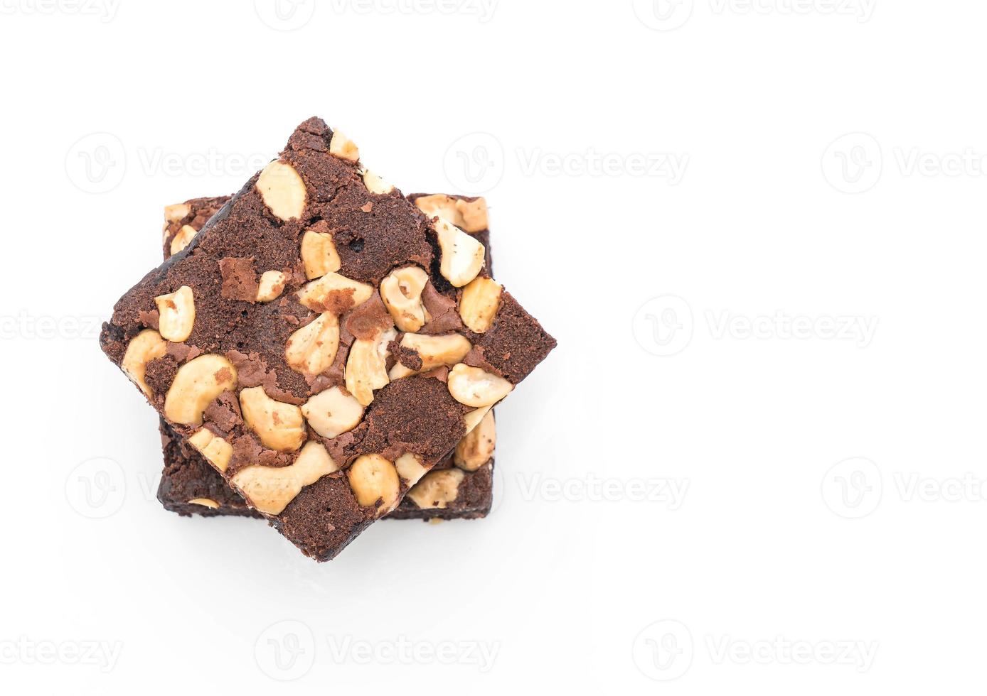 Chocolate brownies on white background photo