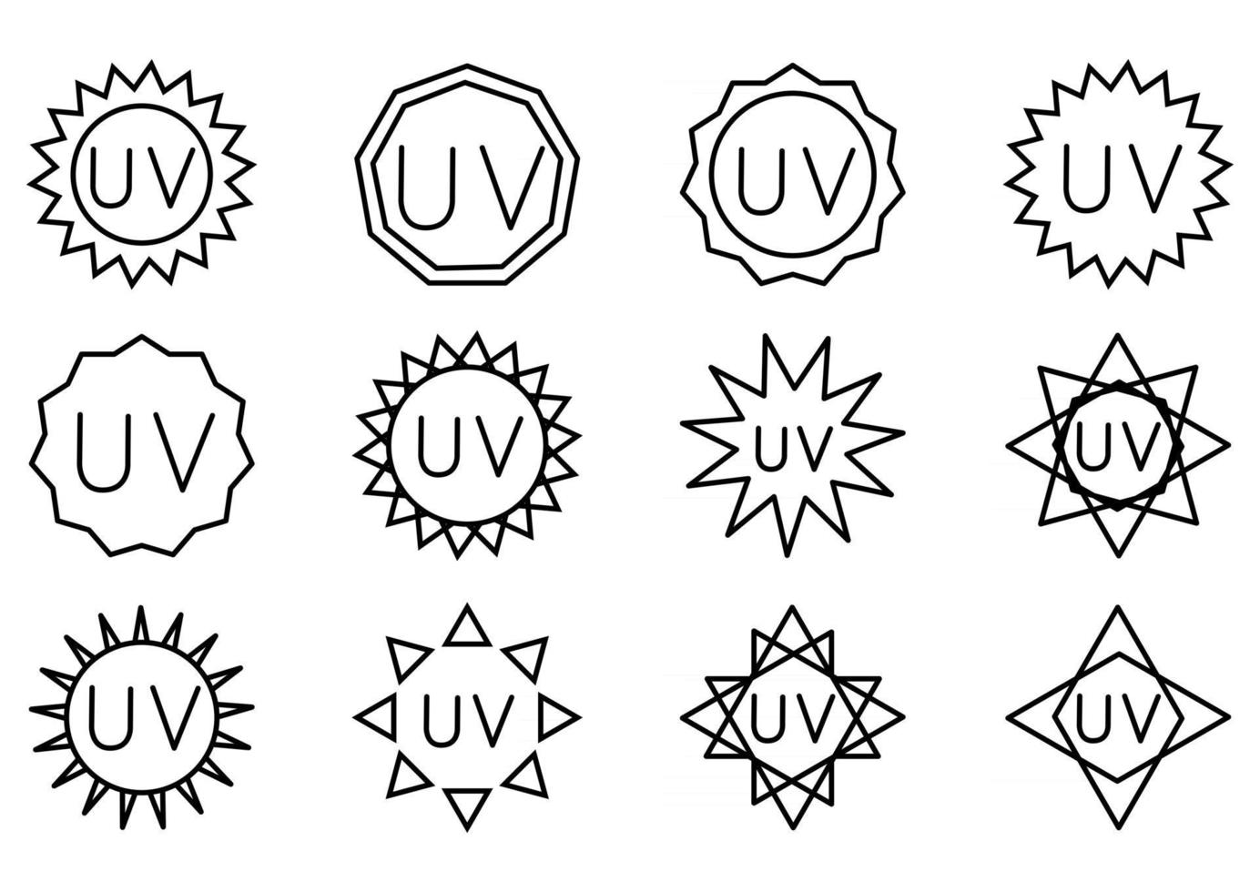 Sello de esterilización UV. Desinfección con luz ultravioleta. juego de placas para esterilización ultravioleta. irradiación germicida ultravioleta. limpieza de superficies, procedimiento de descontaminación médica. vector