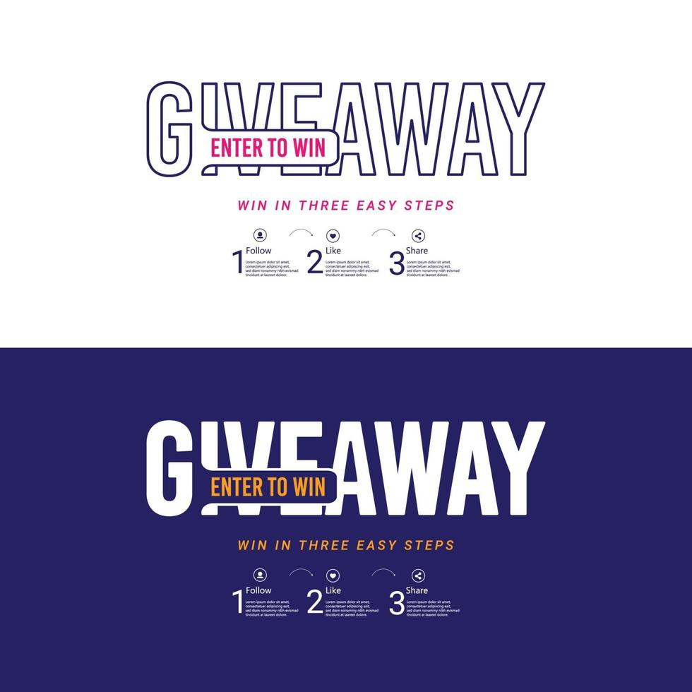 Giveaway social media contest vector template.