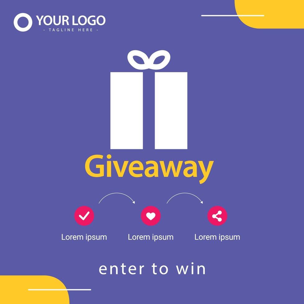 Giveaway social media contest vector template.