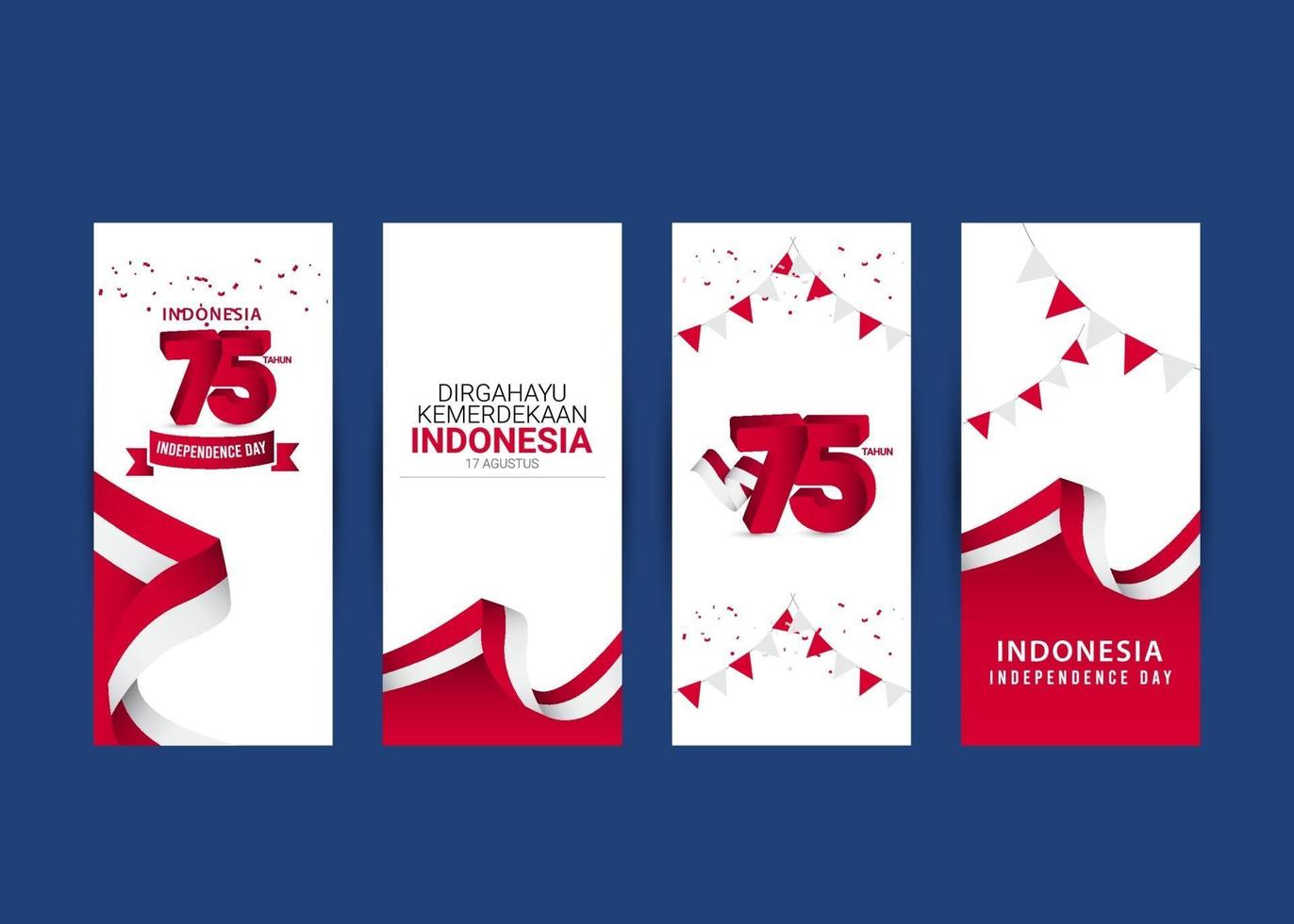 plantilla de banners de bandera de indonesia vector