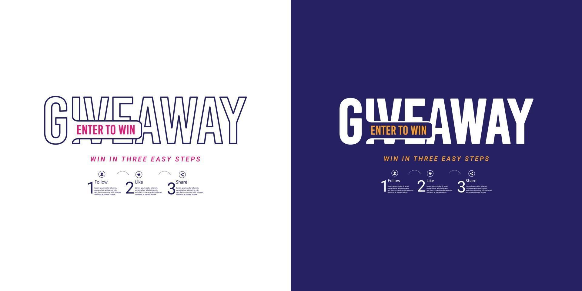 Giveaway social media contest vector template.