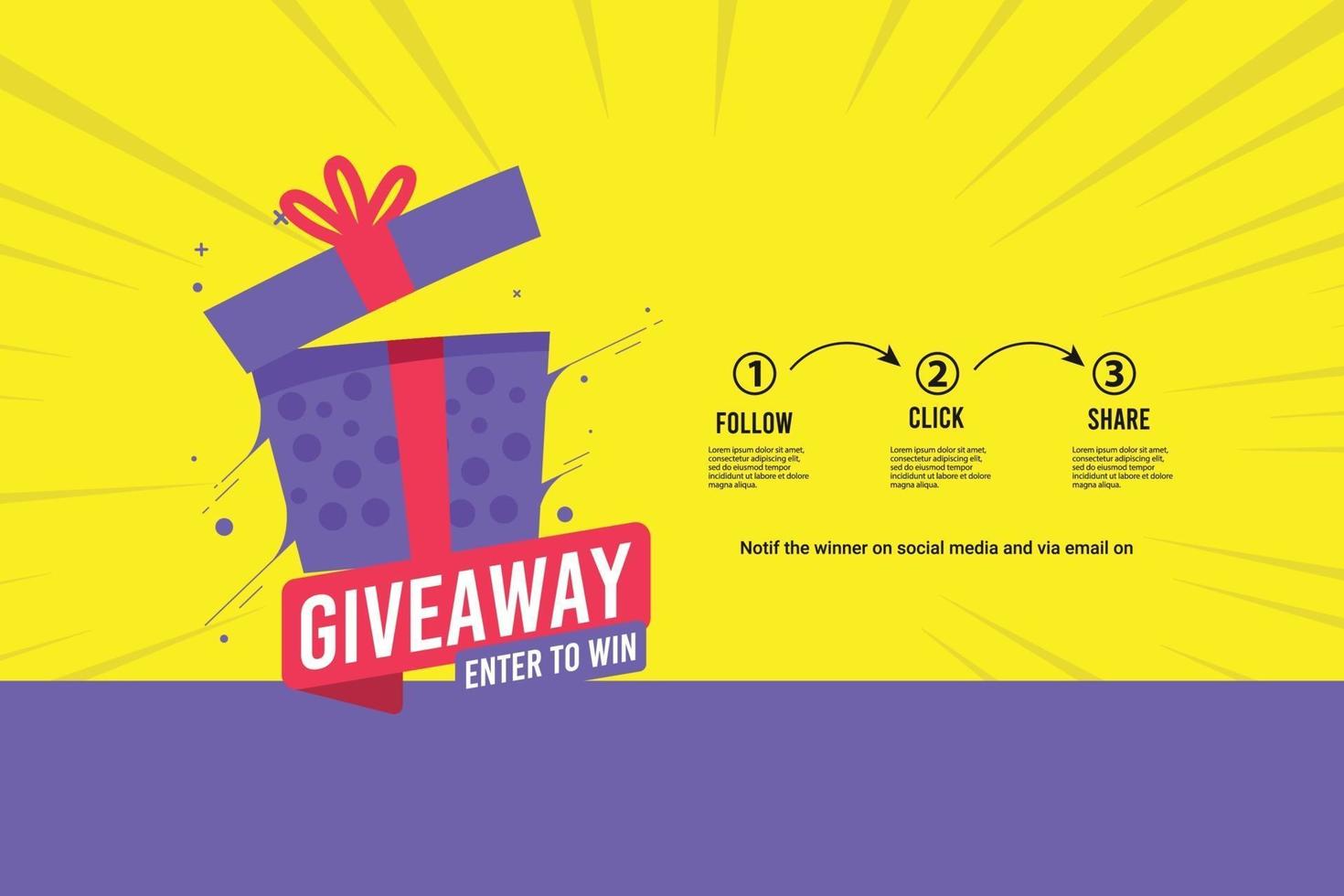 Giveaway social media contest vector template.