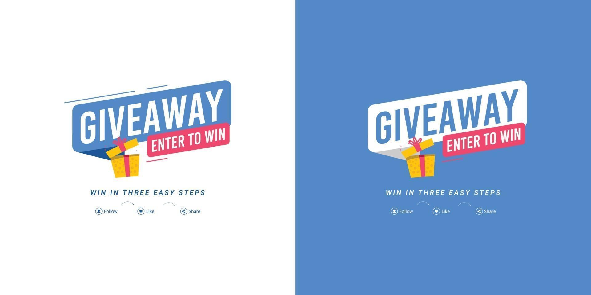 Giveaway social media contest vector template.