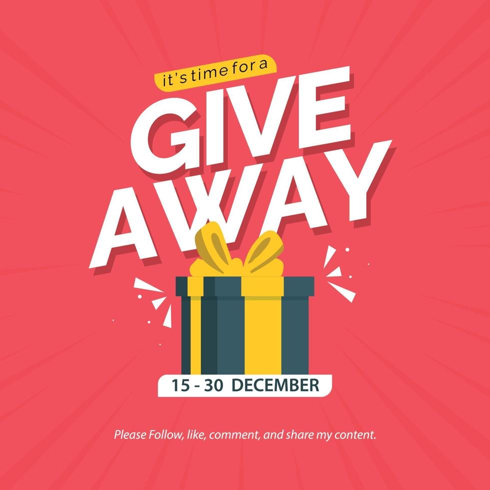Giveaway social media contest vector template.