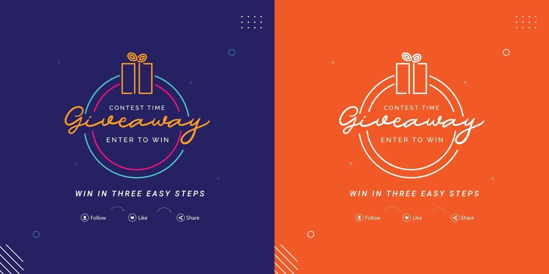 Giveaway social media contest vector template.