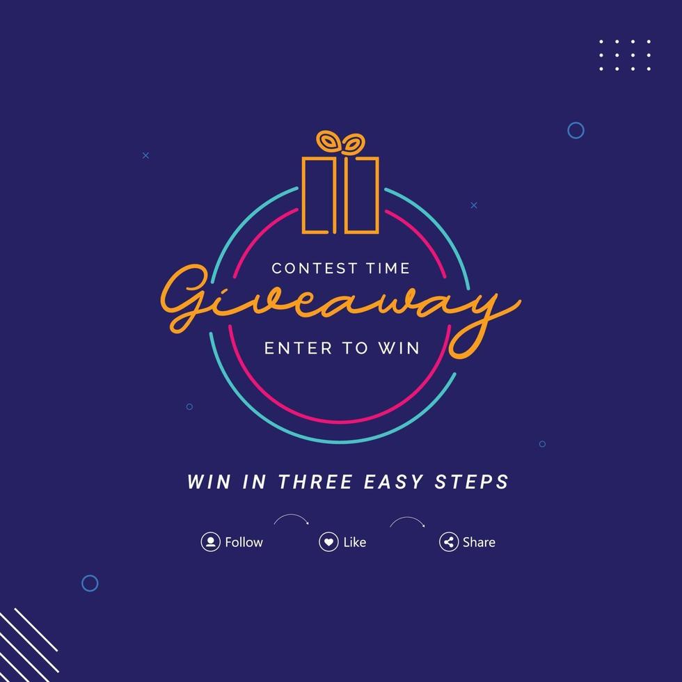 Giveaway social media contest vector template.