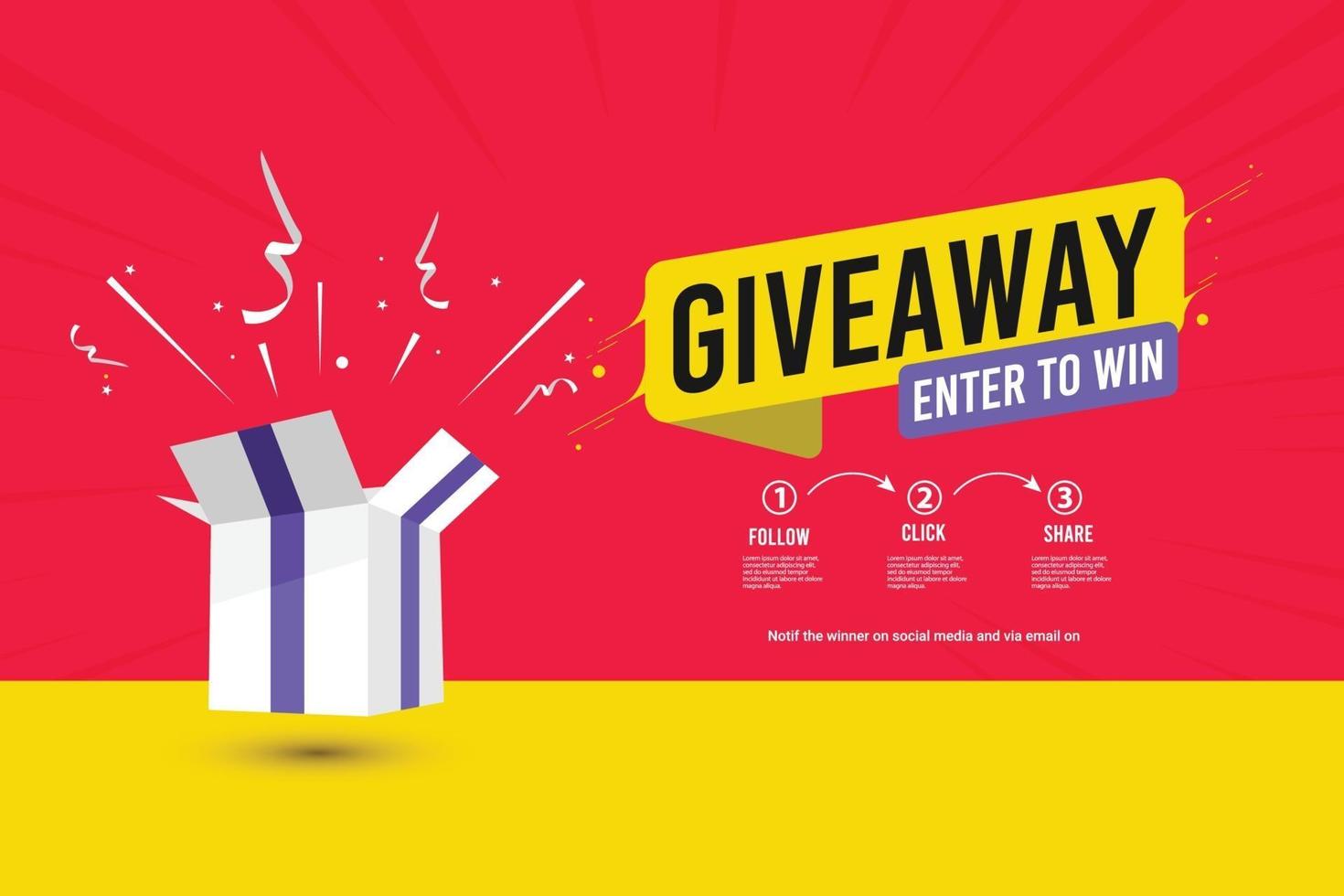 Giveaway social media contest vector template.