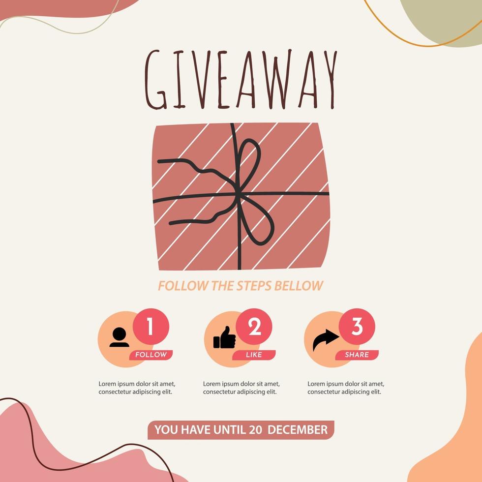 Giveaway social media contest vector template.