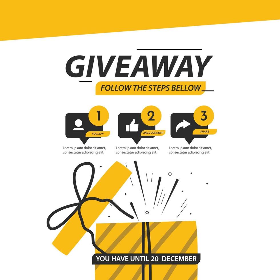 Giveaway social media contest vector template.