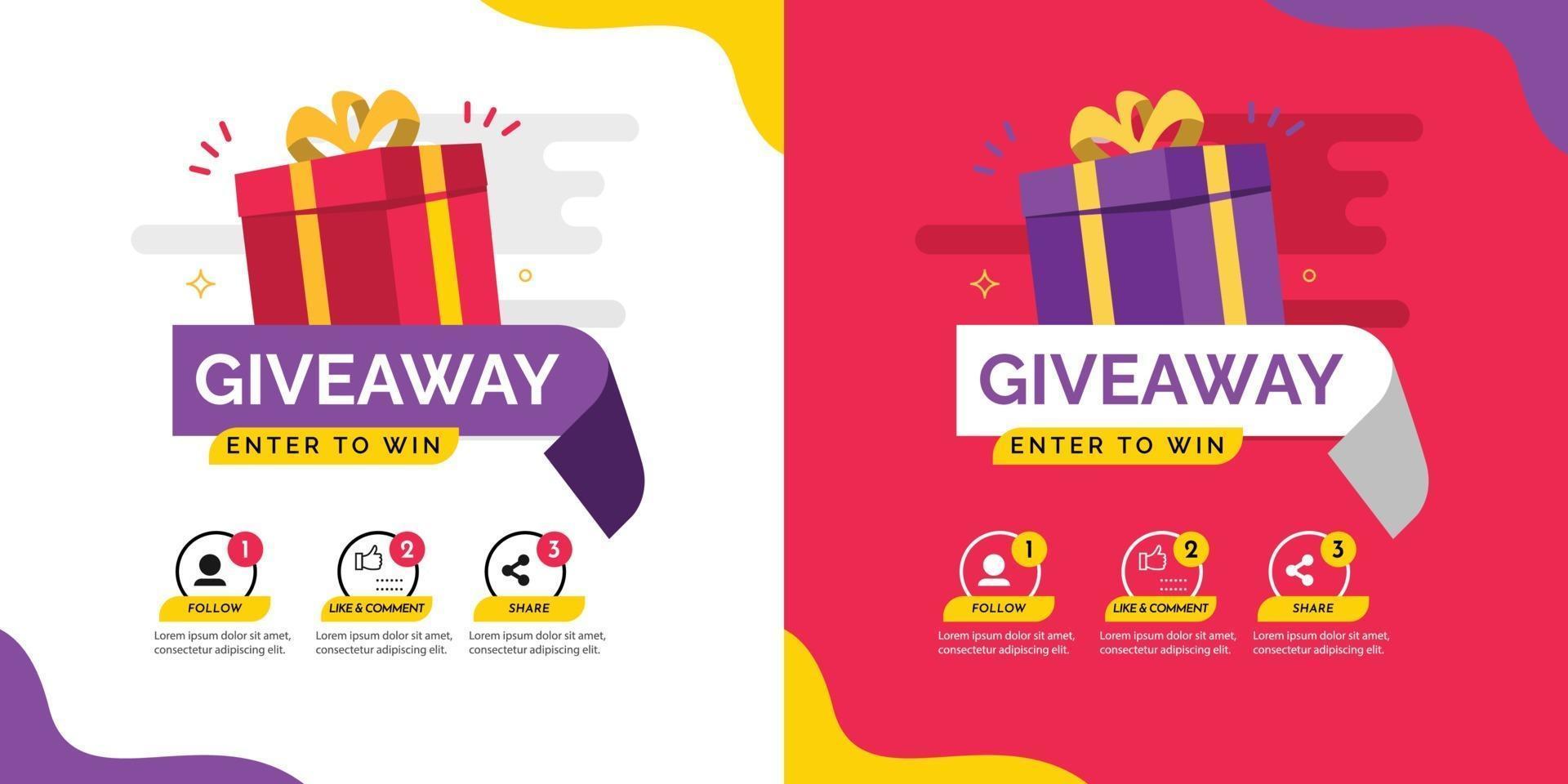 Giveaway social media contest vector template.