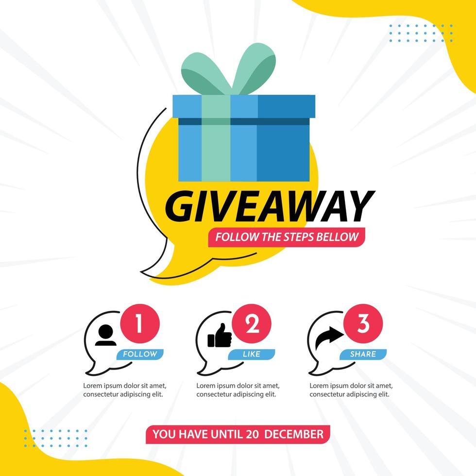 Giveaway social media contest vector template.