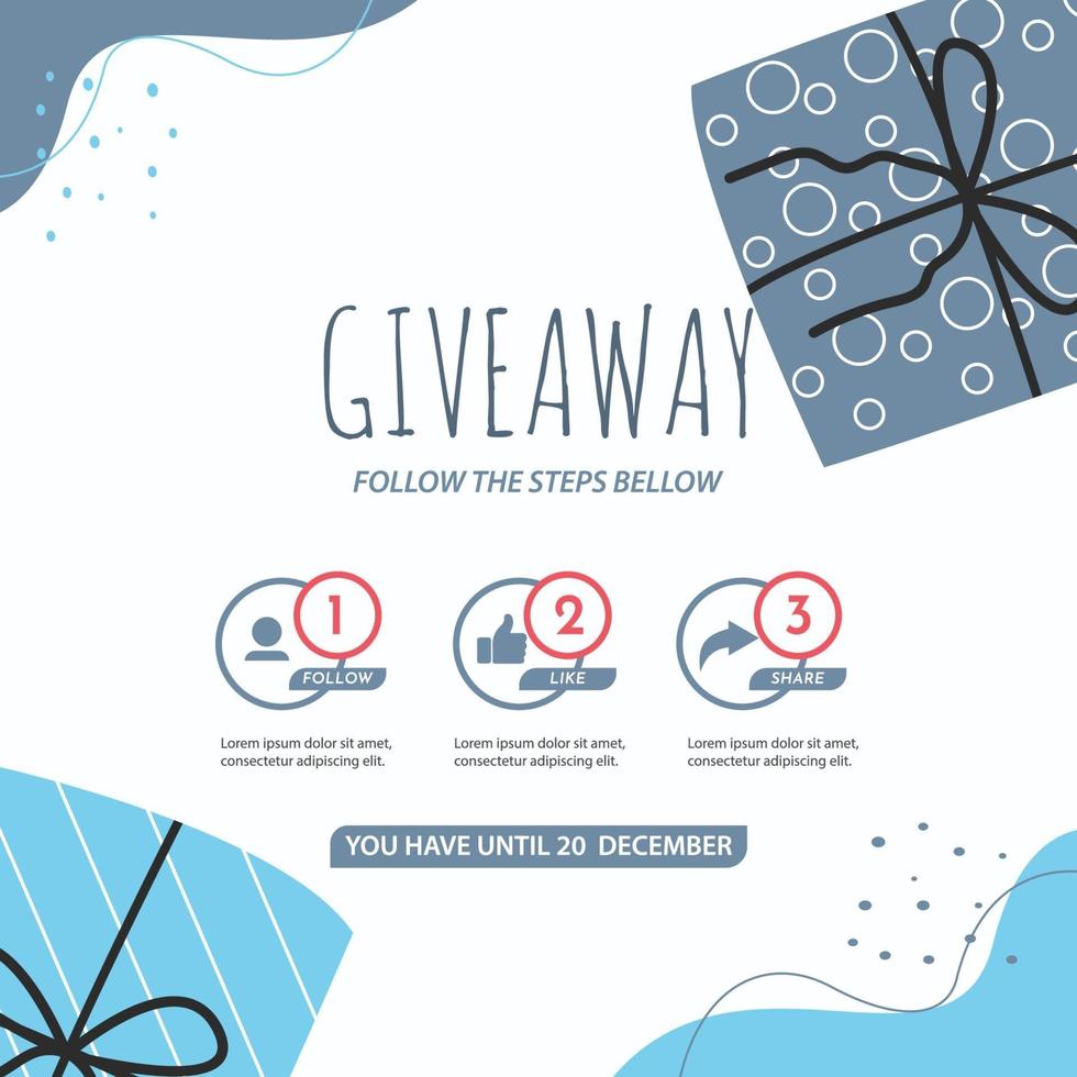 Giveaway social media contest vector template.