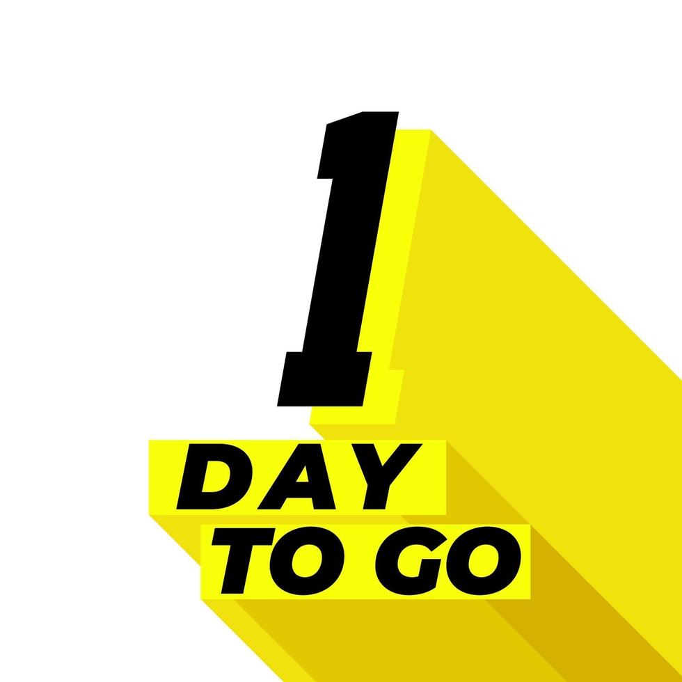 One day to go with long shadow on white background. vector