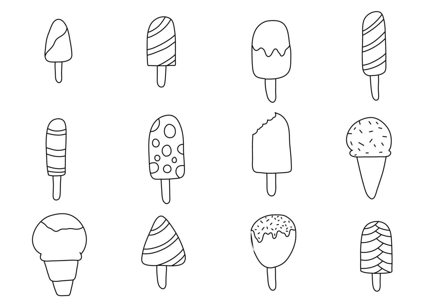 conjunto de helado de doodle vector