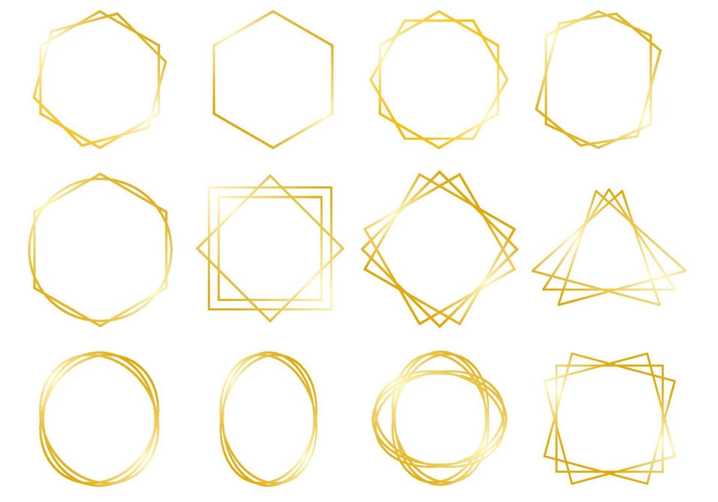 Set of Gold Geometrical Frames vector