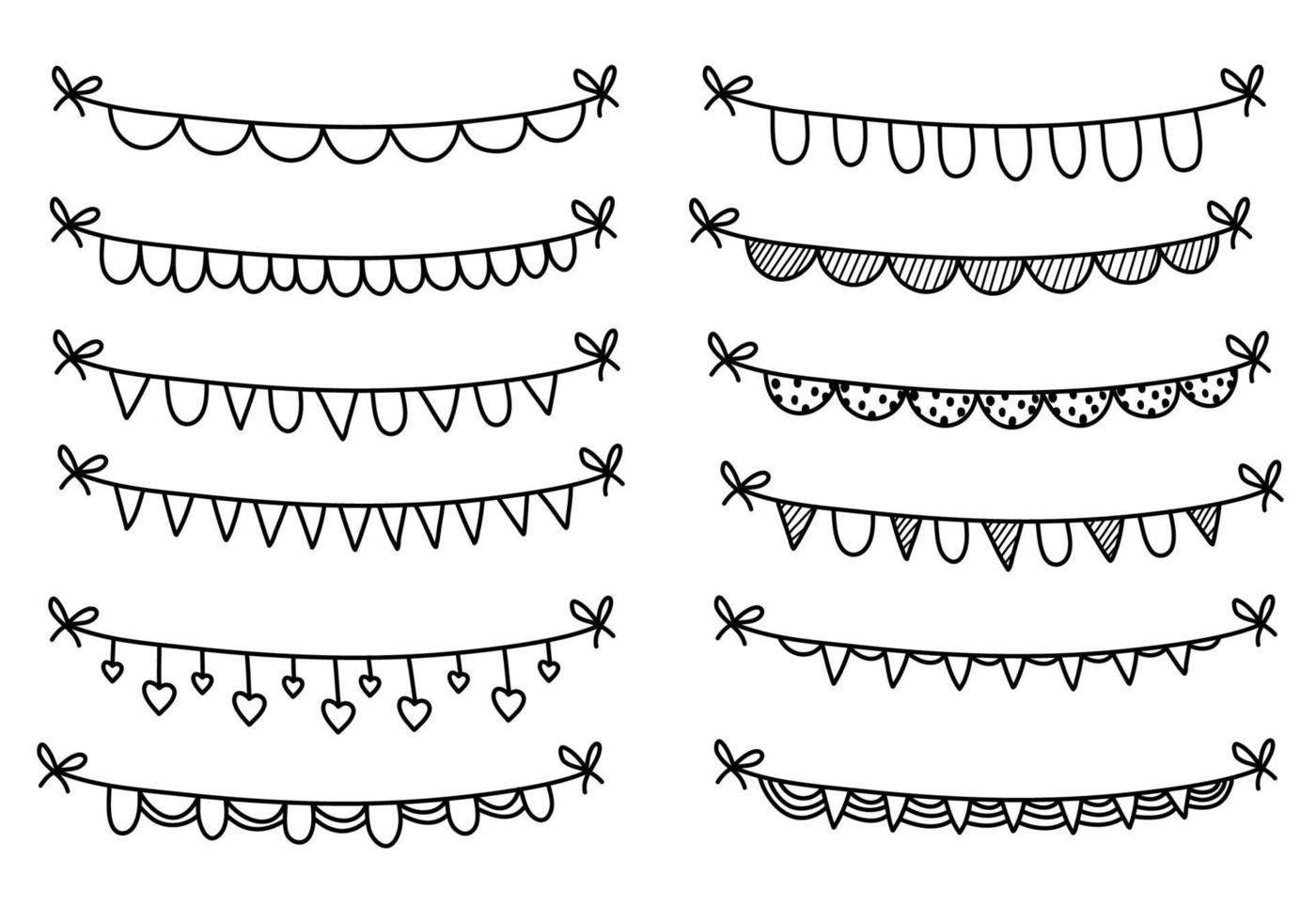 Vector Set With Hand Drawn Doodle Buntings