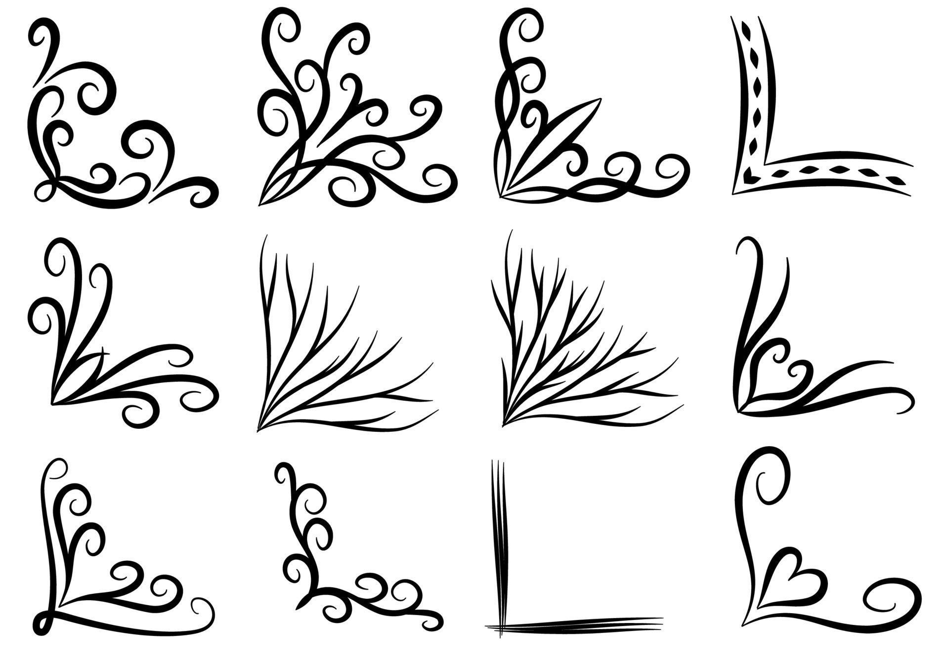 Set of Swirl Corner Borders 3041923 Vector Art at Vecteezy