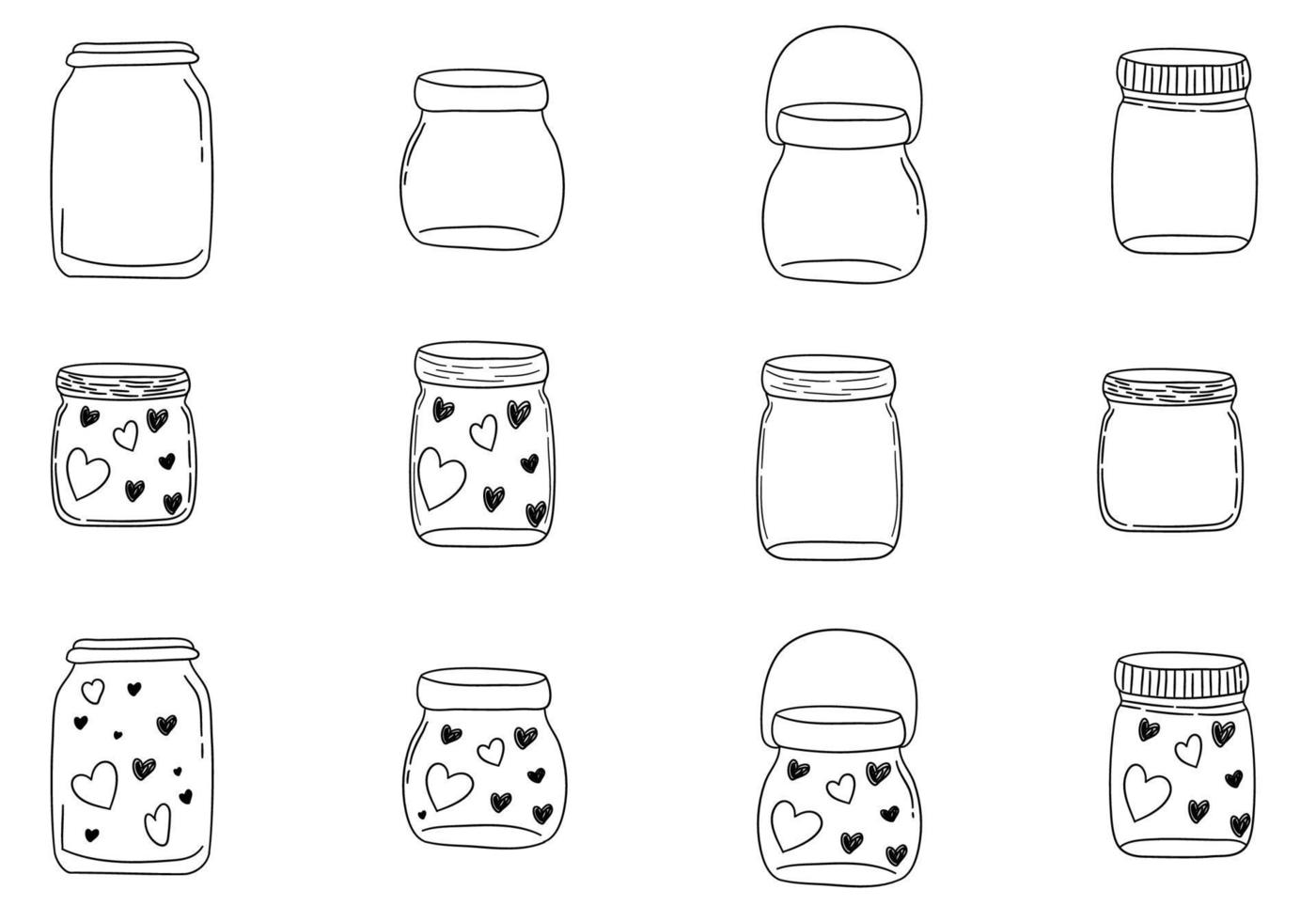 Vector Doodle Jars Set