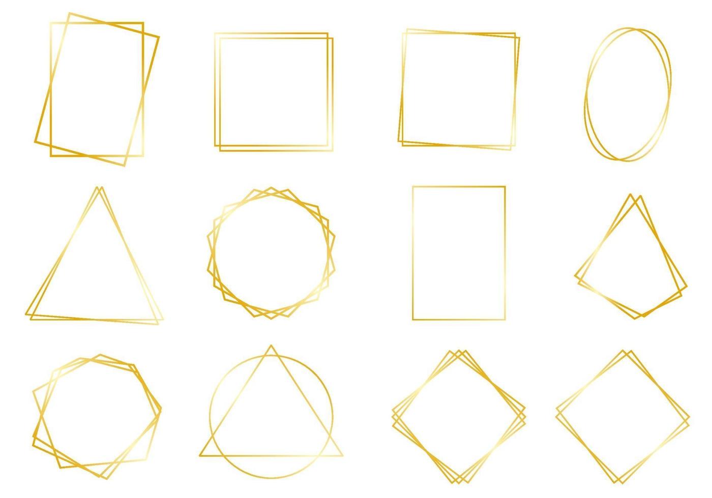 Set of Gold Geometrical Frames vector