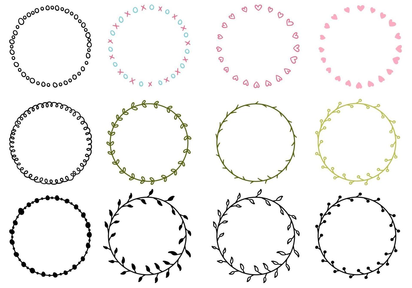 Set of Hand Drawn Spring Wreaths vector