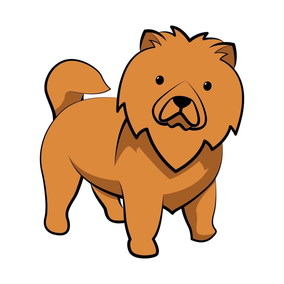 diseño plano de dibujos animados lindo perro chow chow vector