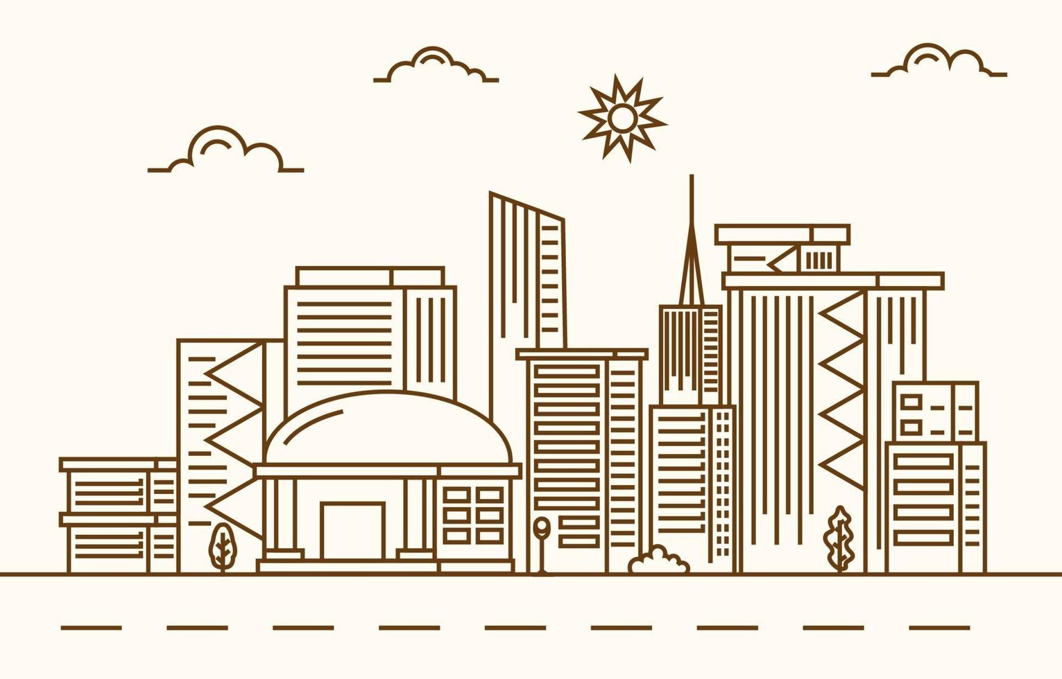 Street Modern City Skyscraper Building Cityscape Skyline Line vector
