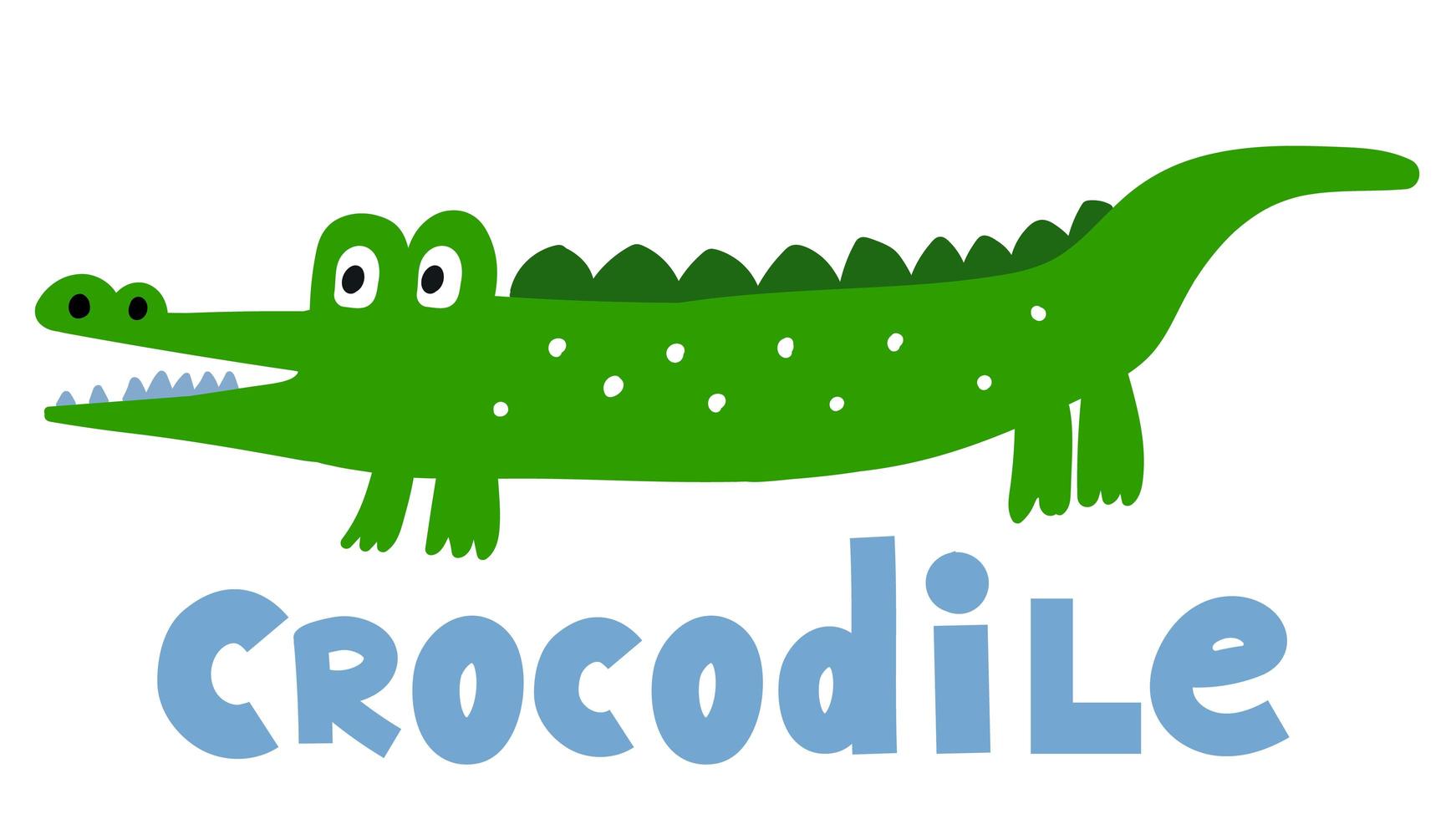 Hand drawn vector crocodile. Cute cartoon baby illustration